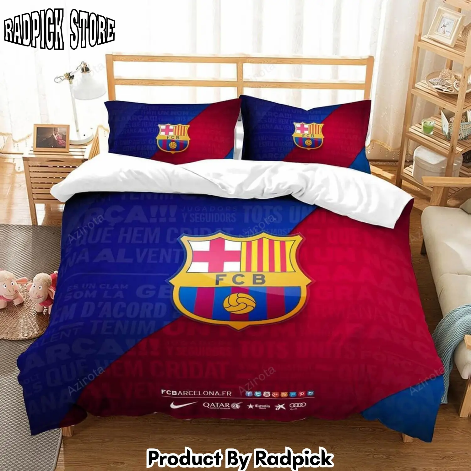 Radpick 3d fc barcelona soccer club logo duvet cover bedding set rp3278969